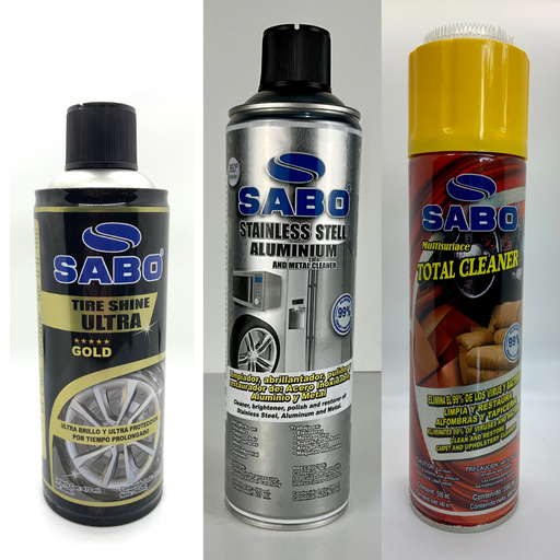 [KIT1SABO] KIT 1 (TIRE SHINE ULTRA 470 ML +STAINLESS 590 ML+ TOTAL CLEANER 590 ML) KIT1SABO SABO