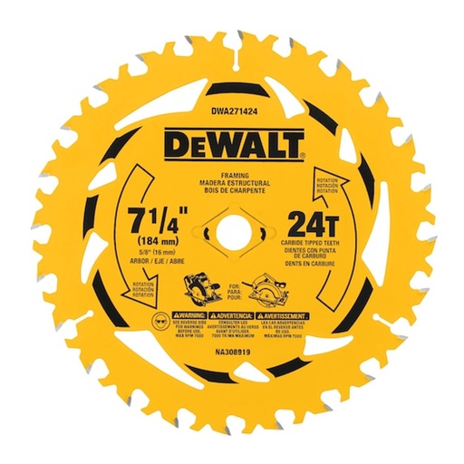 [DWA271424B10] DISCO SIERRA PATIN 7-1/4"-24D DWA271424B10 DEWALT