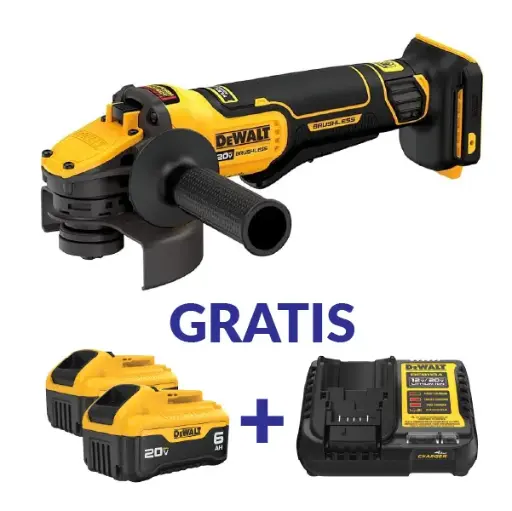 [DCG416B+2DCB206+DCB1104B3] ESMERILADORA ANGULAR 4-1/2"-5" 20V/60V FLEXVOLT DCG416B+DCB206+DCB1104B3 DEWALT