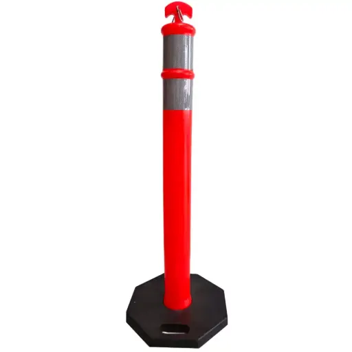 [SH-X010] POSTE ANARANJADO CON BASE NEGRA Y DOS CINTA REFLEJANTES SH-X010 T-SAFETY