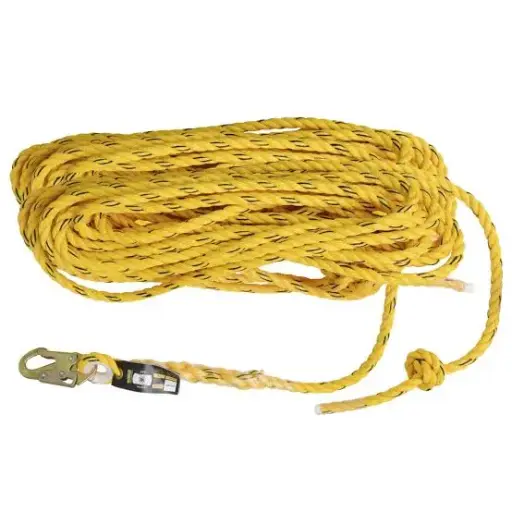 [DXFP100100] CUERDA POLIACERO VERTICAL LINEA DE VIDA CON MOSQUETON Y EXTREMO SELLADO CON CINTA 30 M DXFP100100 DFP SAFETY